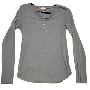 P.S. Love Gray Henley Long Sleeve Shirt Women’s Small